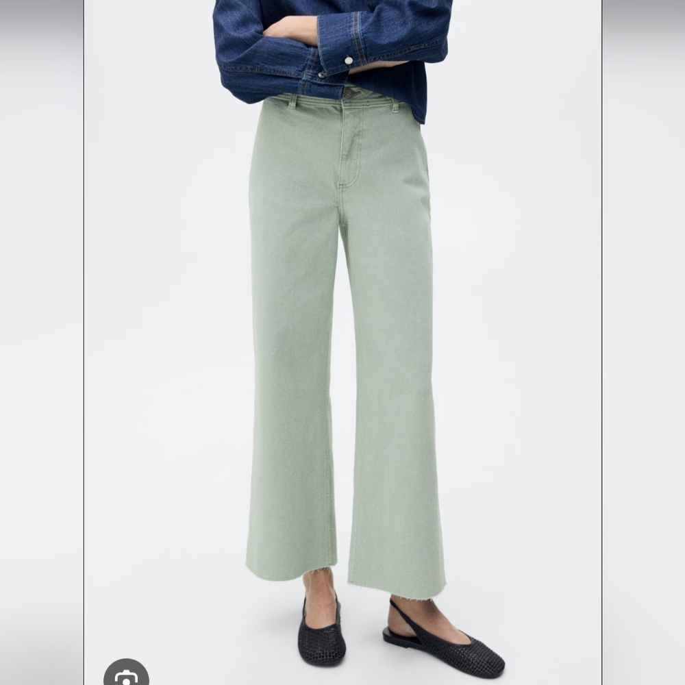 Miou Muse - Straight Wide Leg Denim Pants In Sage GREEN SIZE 28 NWOT